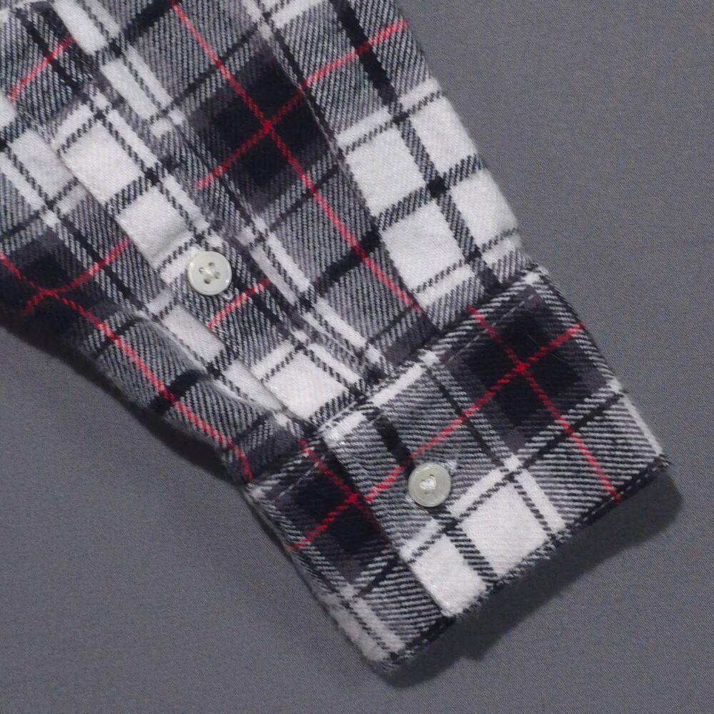 Banana Republic Womens Small Boyfriend Fit Flannel Shirt Plaid White Black - Picture 6 of 10